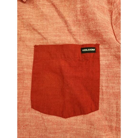 Volcom Shirt Mens Medium Red Short Sleeve Classic Skate Asymmetrical Party - Picture 4 of 11